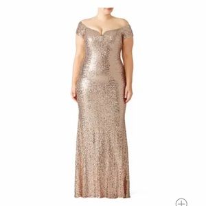 Badgley Mischka Blush Gold Floor-length Gown 16